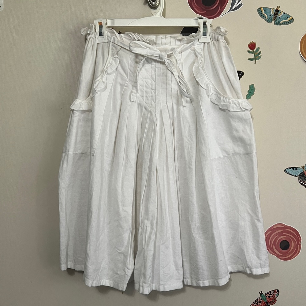 THE GREAT. White Midi Skirt with Drawstring Waist - Picture 2 of 8